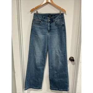 CURVE Appeal Medium Blue Denim High Rise Wide Leg Trouser Jean 8/29 Stretch